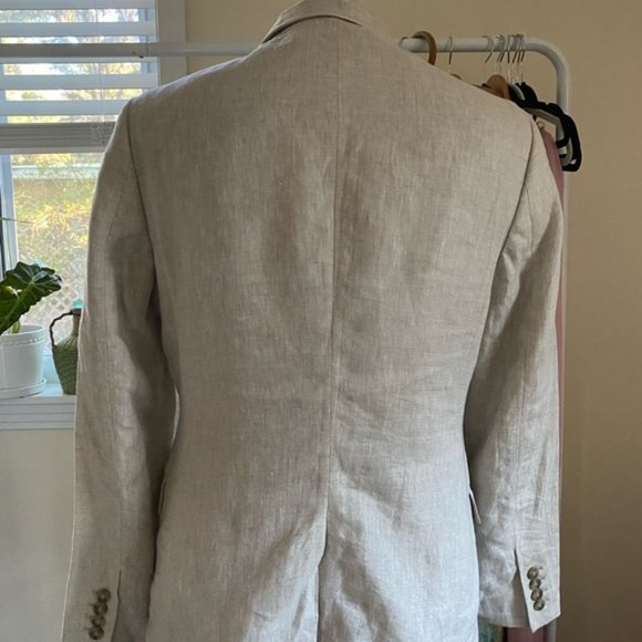 H&M Slim Fit Linen Blazer Light Beige 42R - Picture 6 of 8